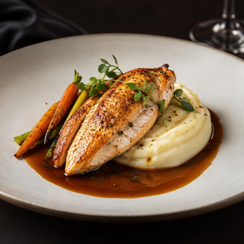 Suprême de volaille, purée maison